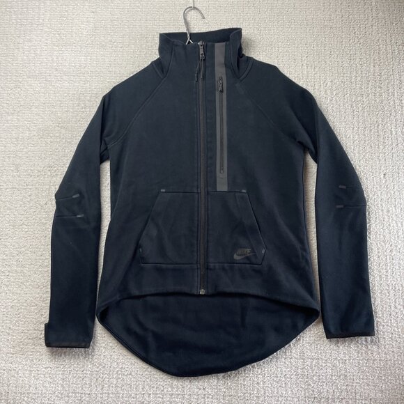Nike Sportswear Tech Fleece Moto Cape Jacket Women's Size S Black 642688-011 - Picture 1 of 16